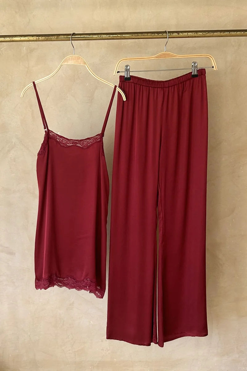 Lani Mini Dress/Long Cami | Merlot Red