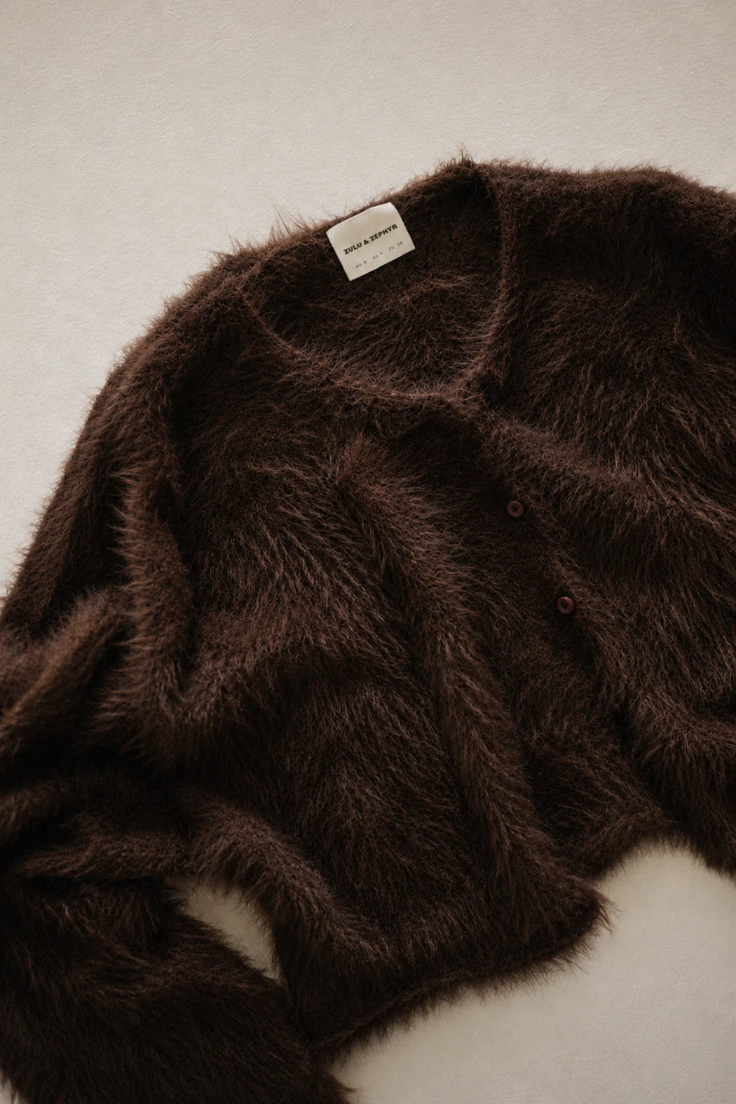 Fluffy Knit Cardigan | Chocolate