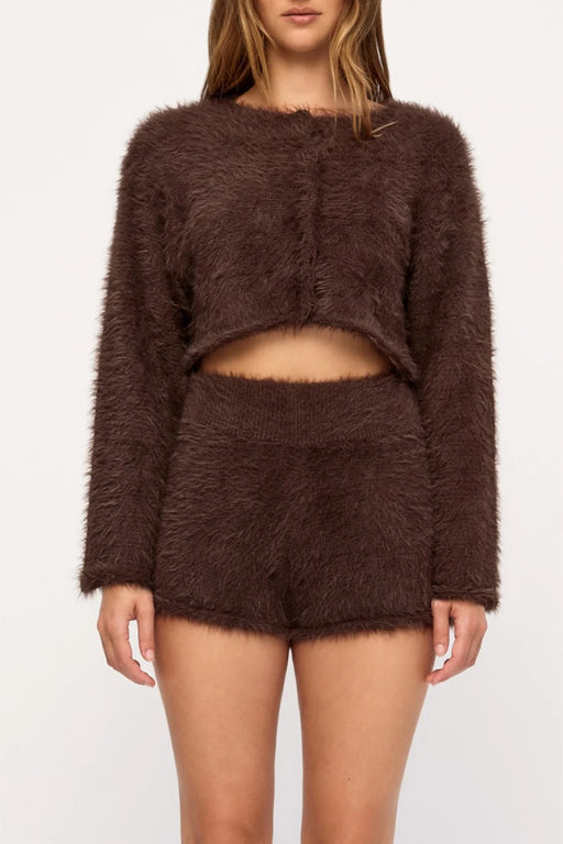 Fluffy Knit Shorts | Chocolate