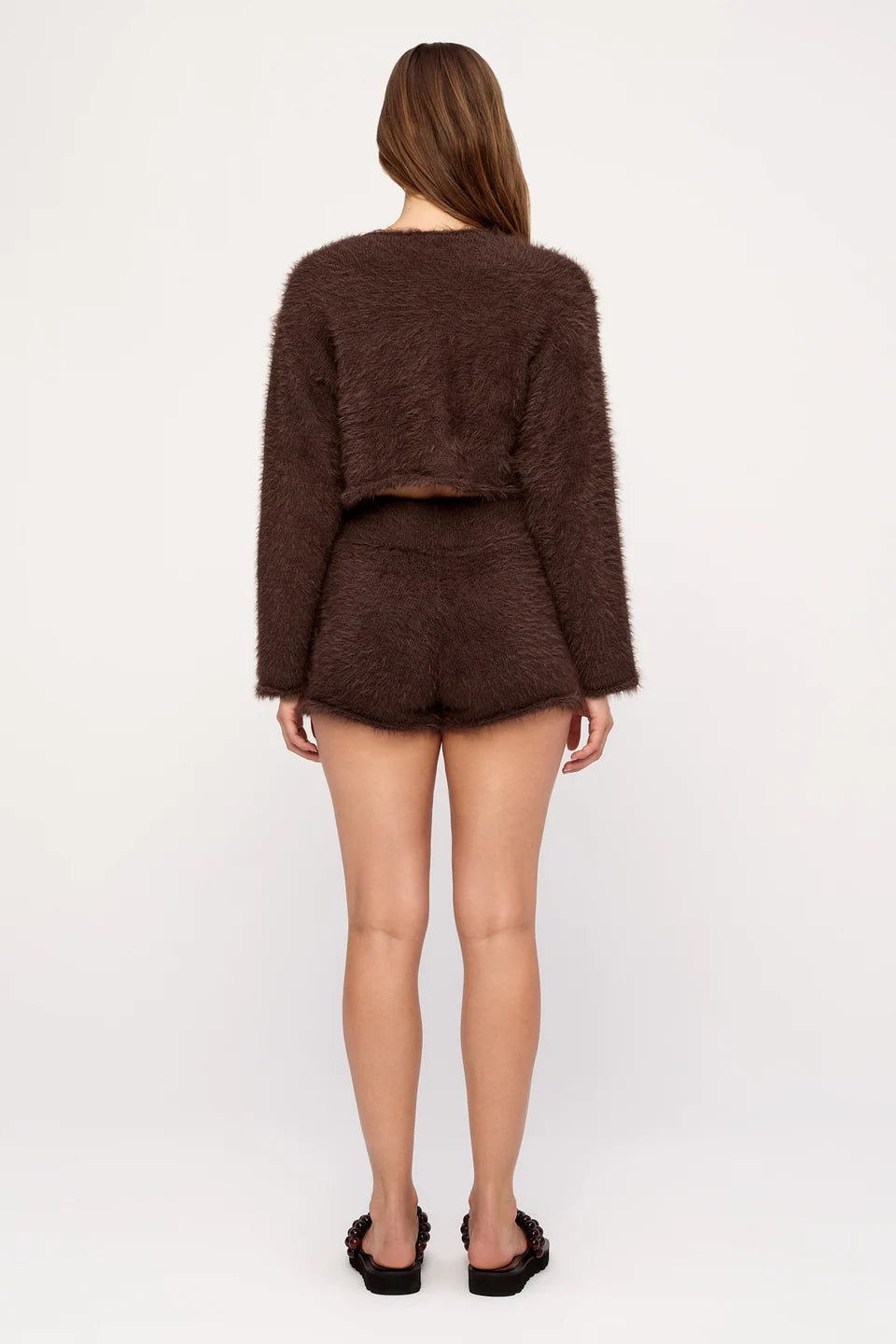 Fluffy Knit Shorts | Chocolate