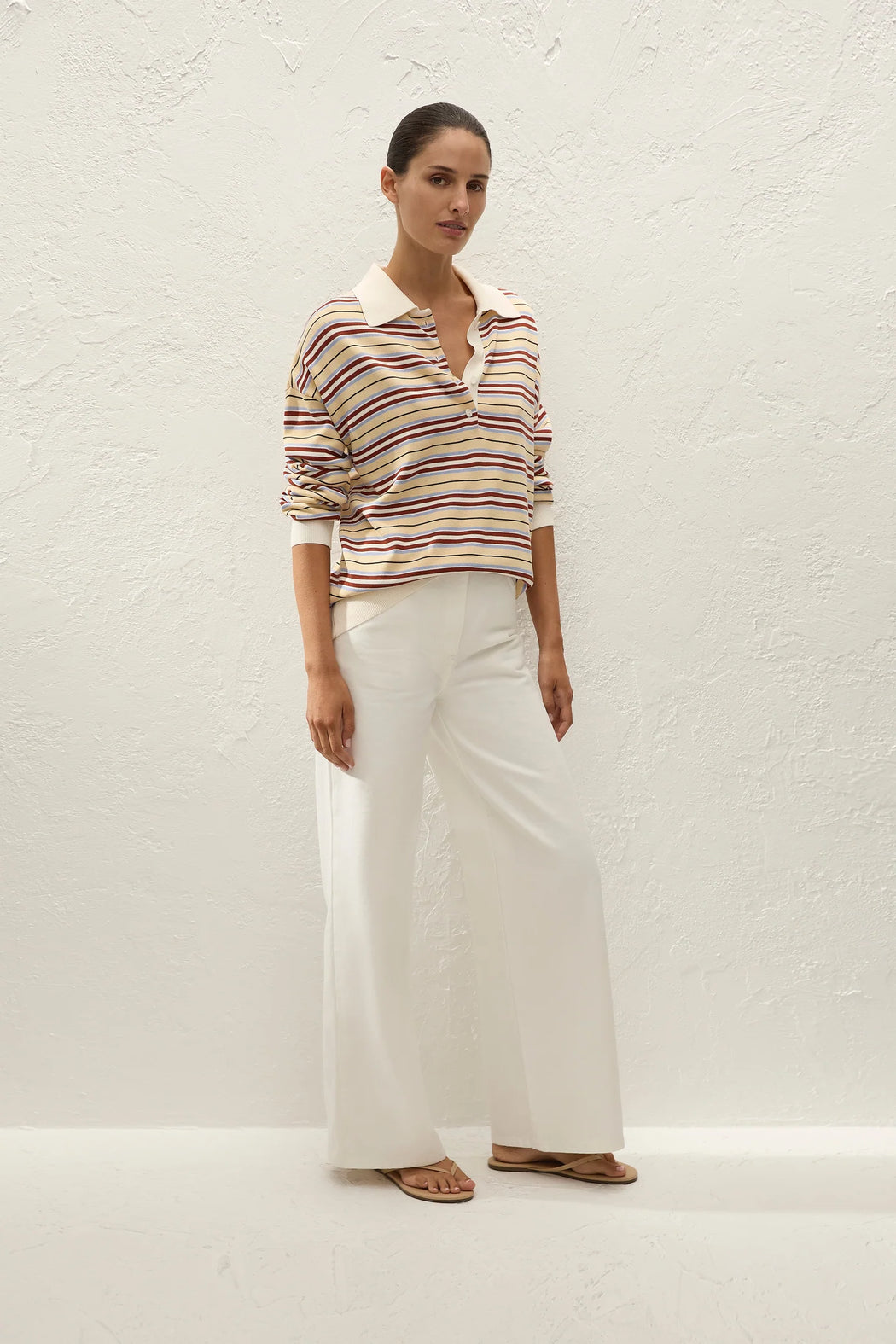 Harlow Oversized Polo | Cila Stripe Butter