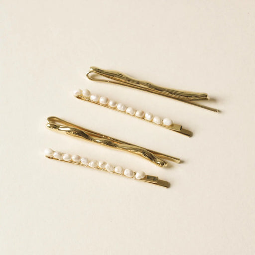 Freshwater Pearl Beaded Metal Hair Bobby Pins | Set Of 4