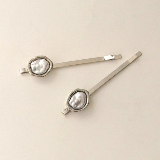 Freshwater Pearl Metal Hair Bobby Pins | Silver