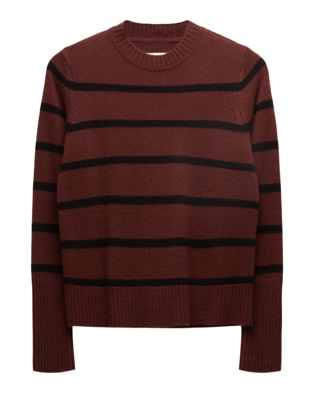 Jane Cashmere Crewneck | Currant & Black Stripe