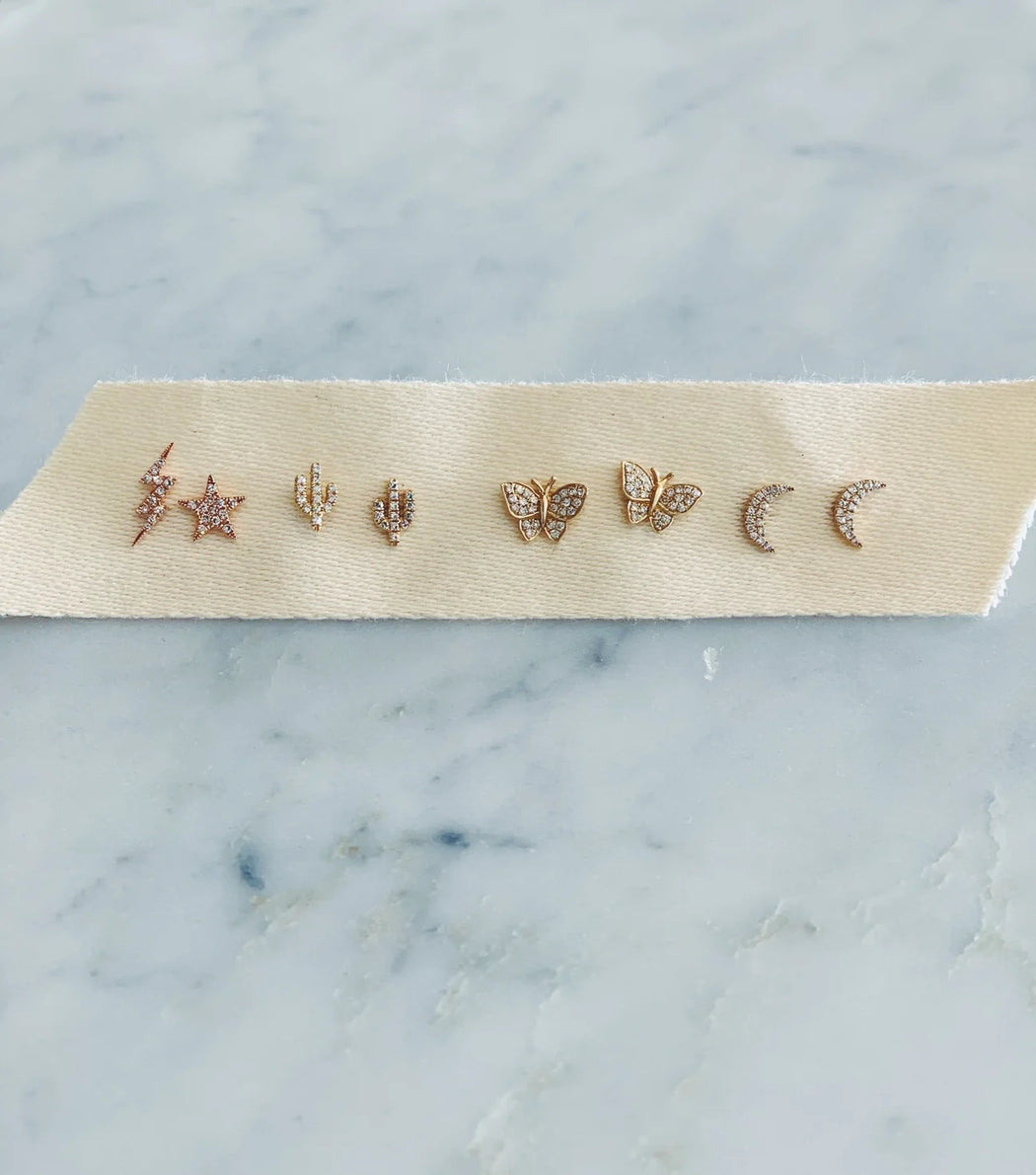 Pave Mini Moon Studs