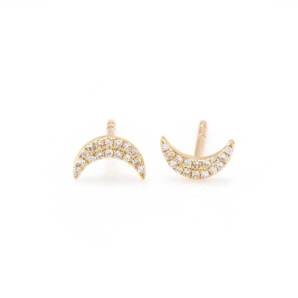 Pave Mini Moon Studs