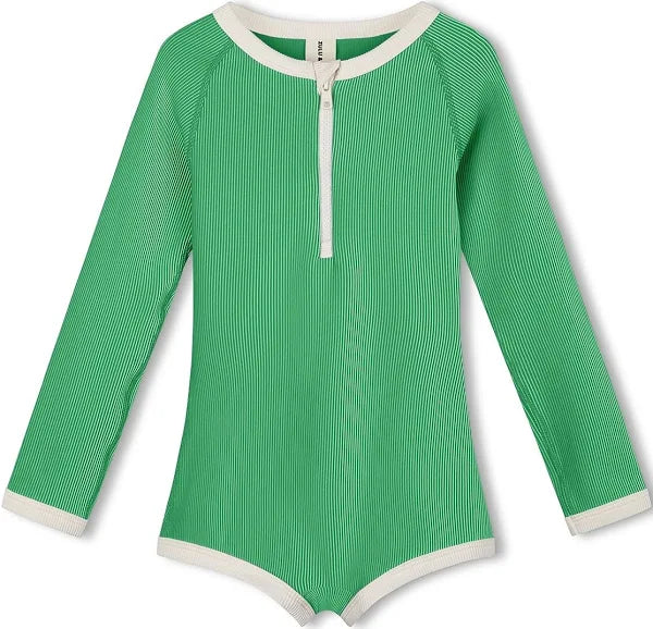 Rib Rashie Onsie | Parrot Green