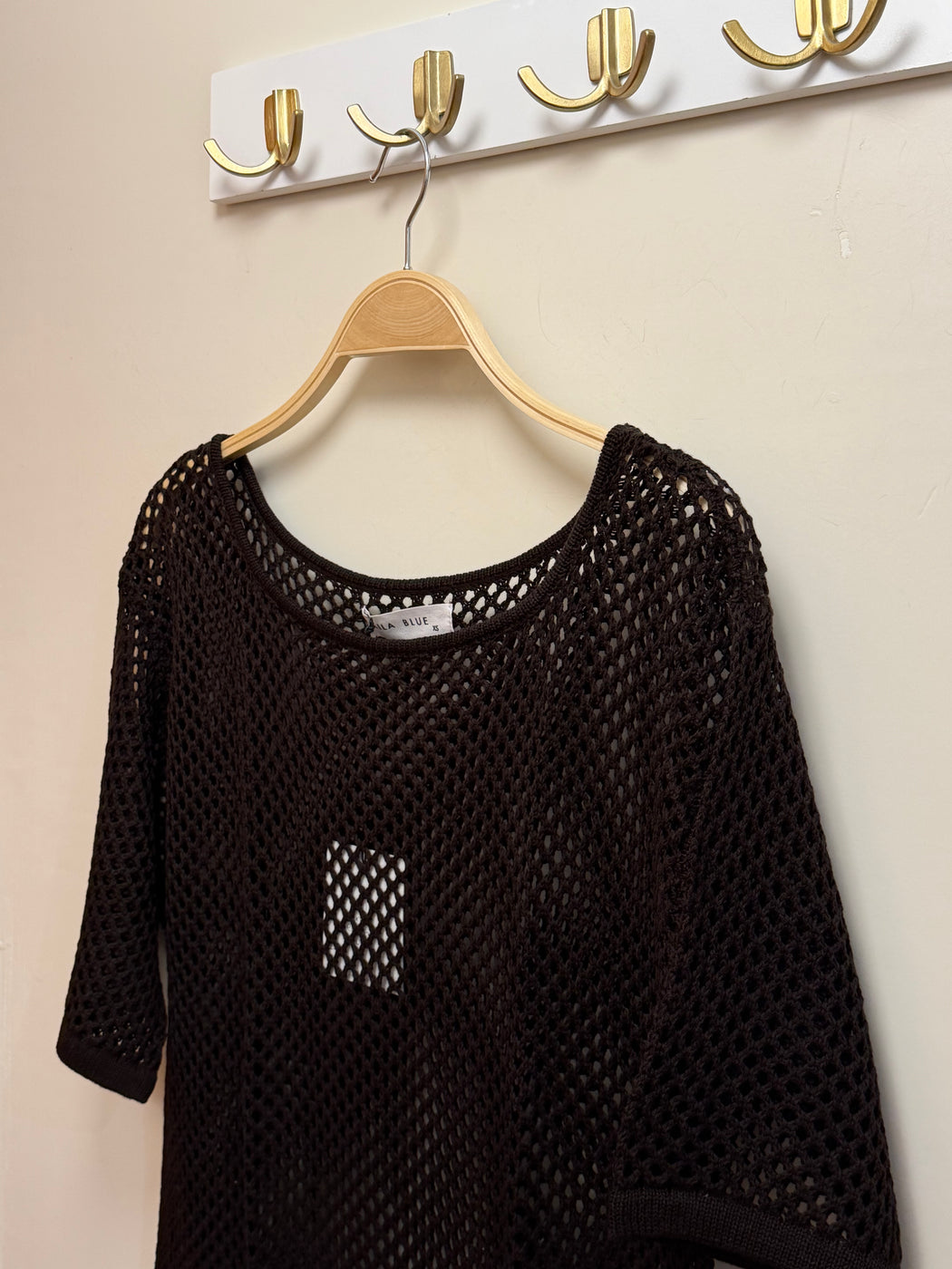 Perla Dress | Earth Brown Loose Crochet