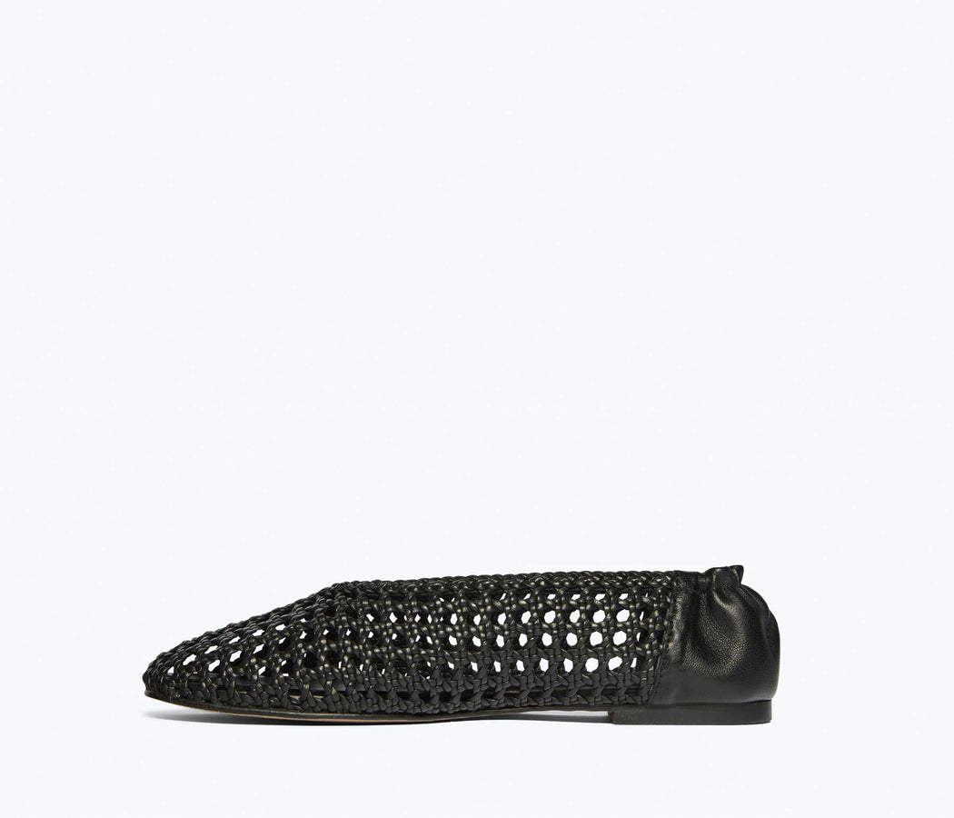 Riley Open Weave Ballet Flat | Black Woven