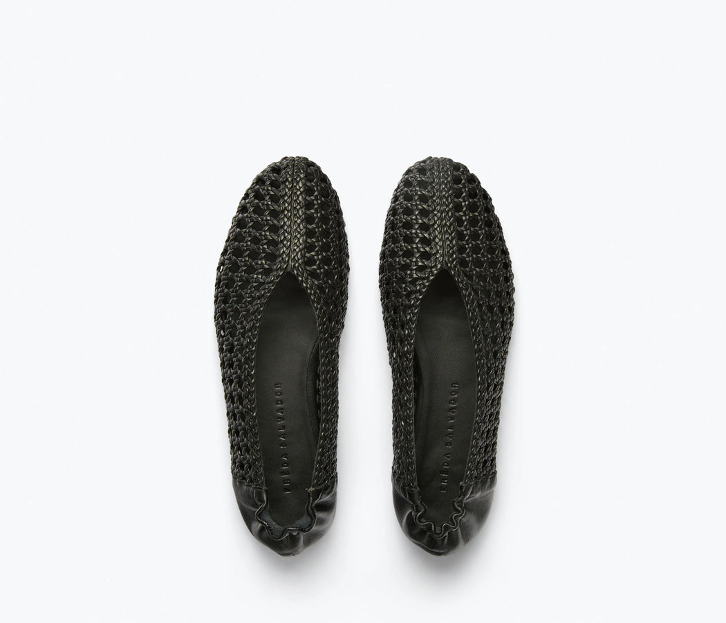 Riley Open Weave Ballet Flat | Black Woven