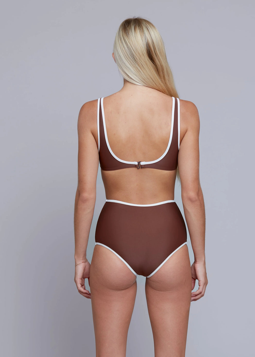 Ruby Piped Swim Top | Rum