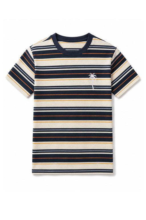 Palm Stripe Tee | Navy