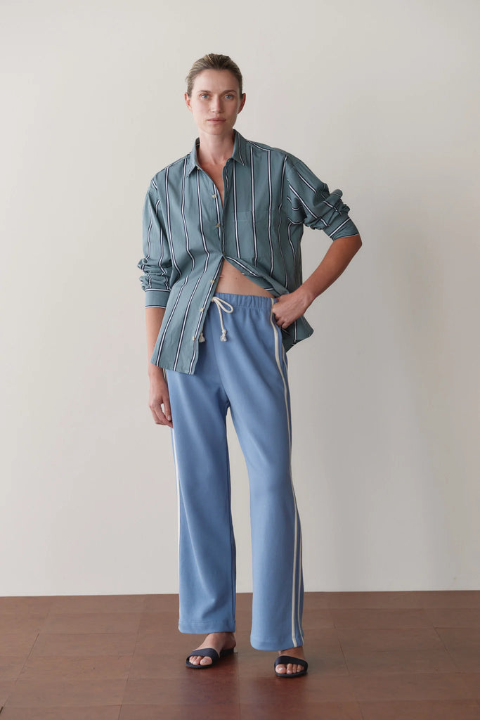 DONNI The Eco Terry Stripe Pant | Cornflower