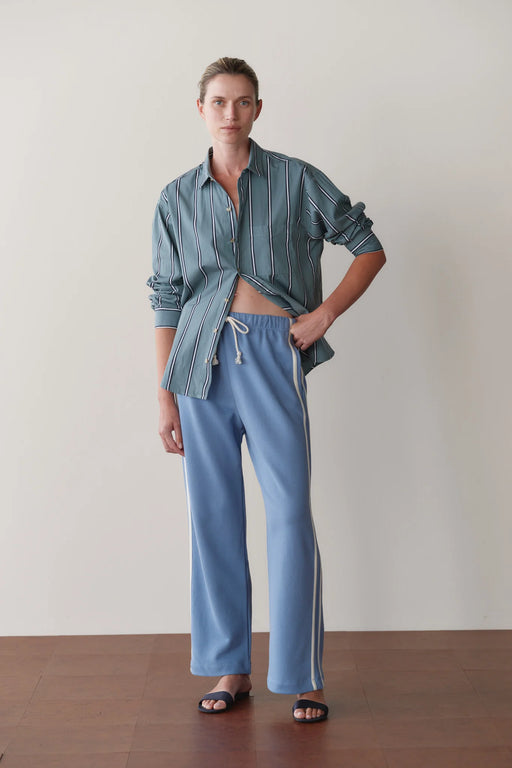 The Eco Terry Stripe Pant | Cornflower