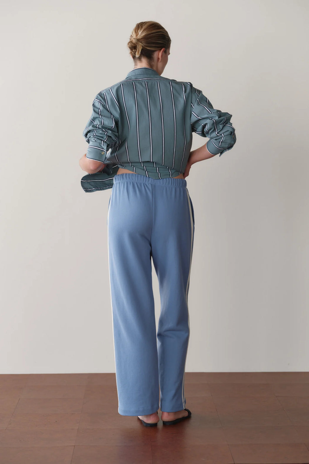 The Eco Terry Stripe Pant | Cornflower