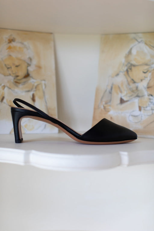 Frankie Angled Slingback - Black Leather