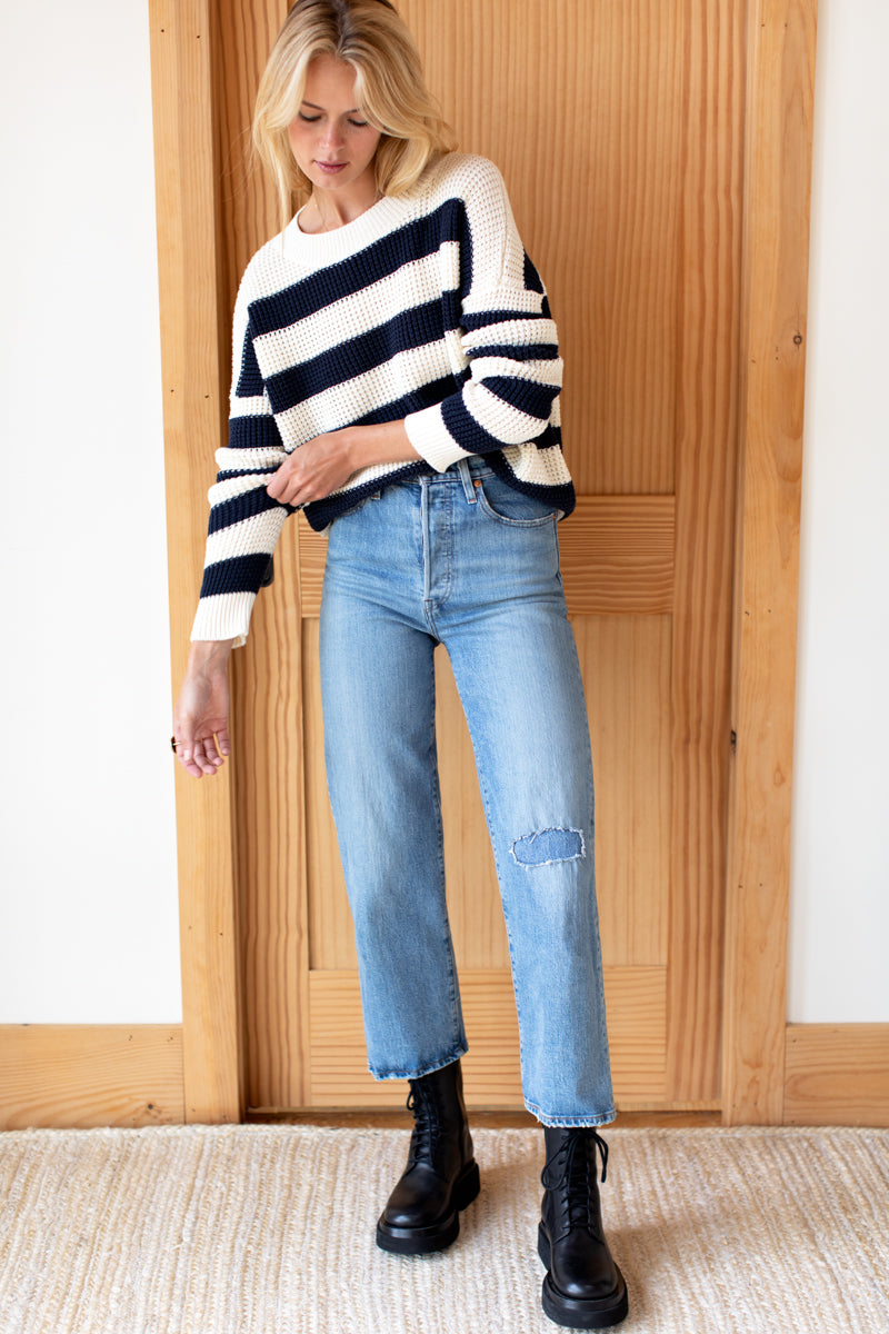 Daily Sweater - Navy French Stripe