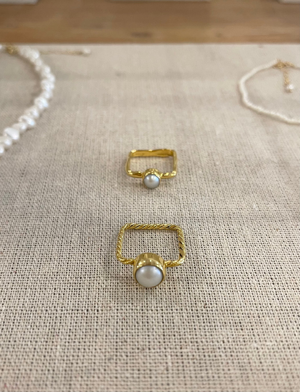 Square Ring with Pearl
