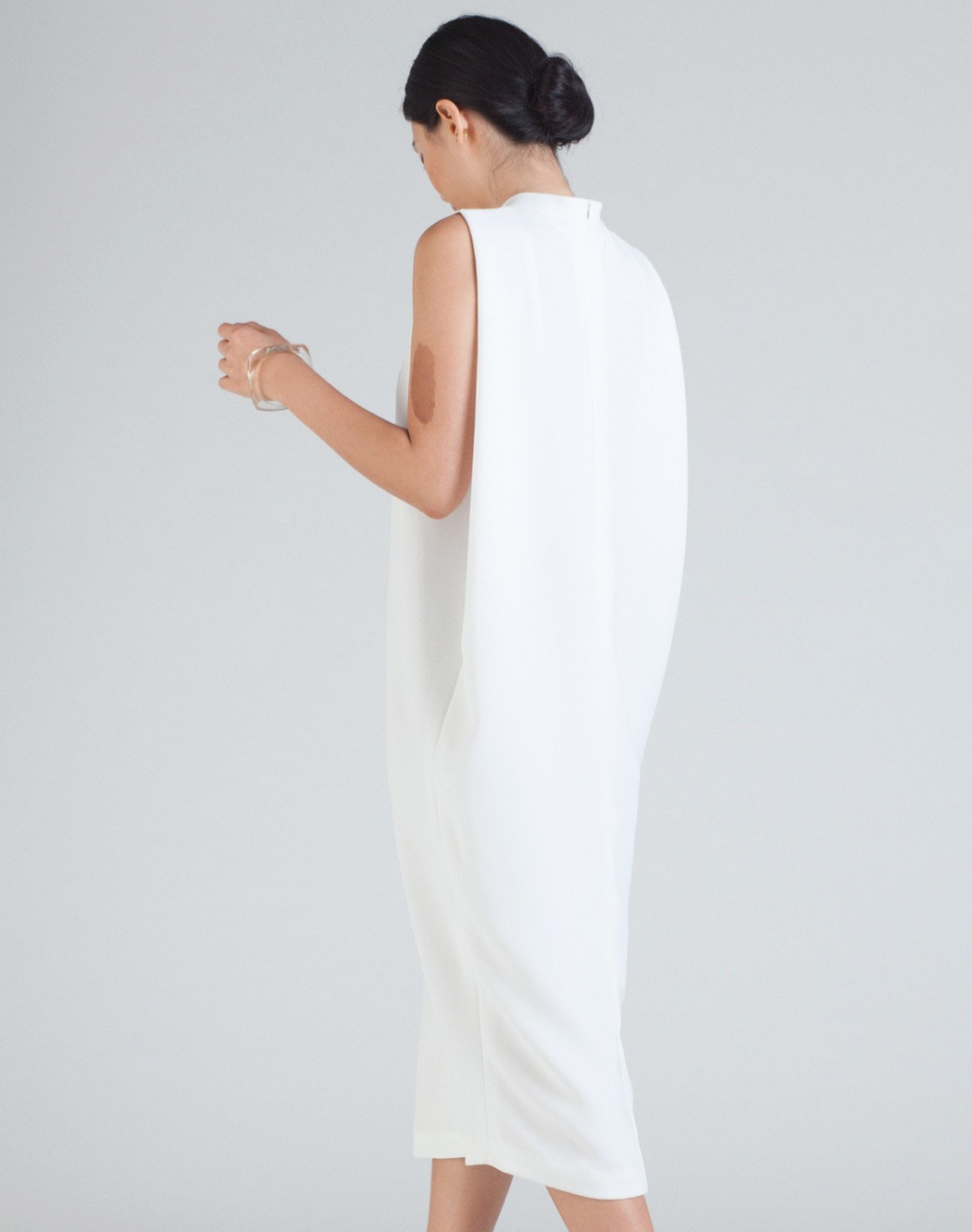 Dill High Collar Dress | White