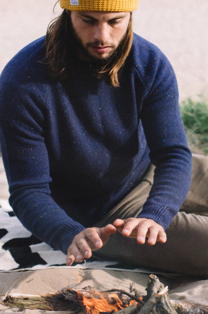 Hoddevik Knitted Sweater | Navy Fleck